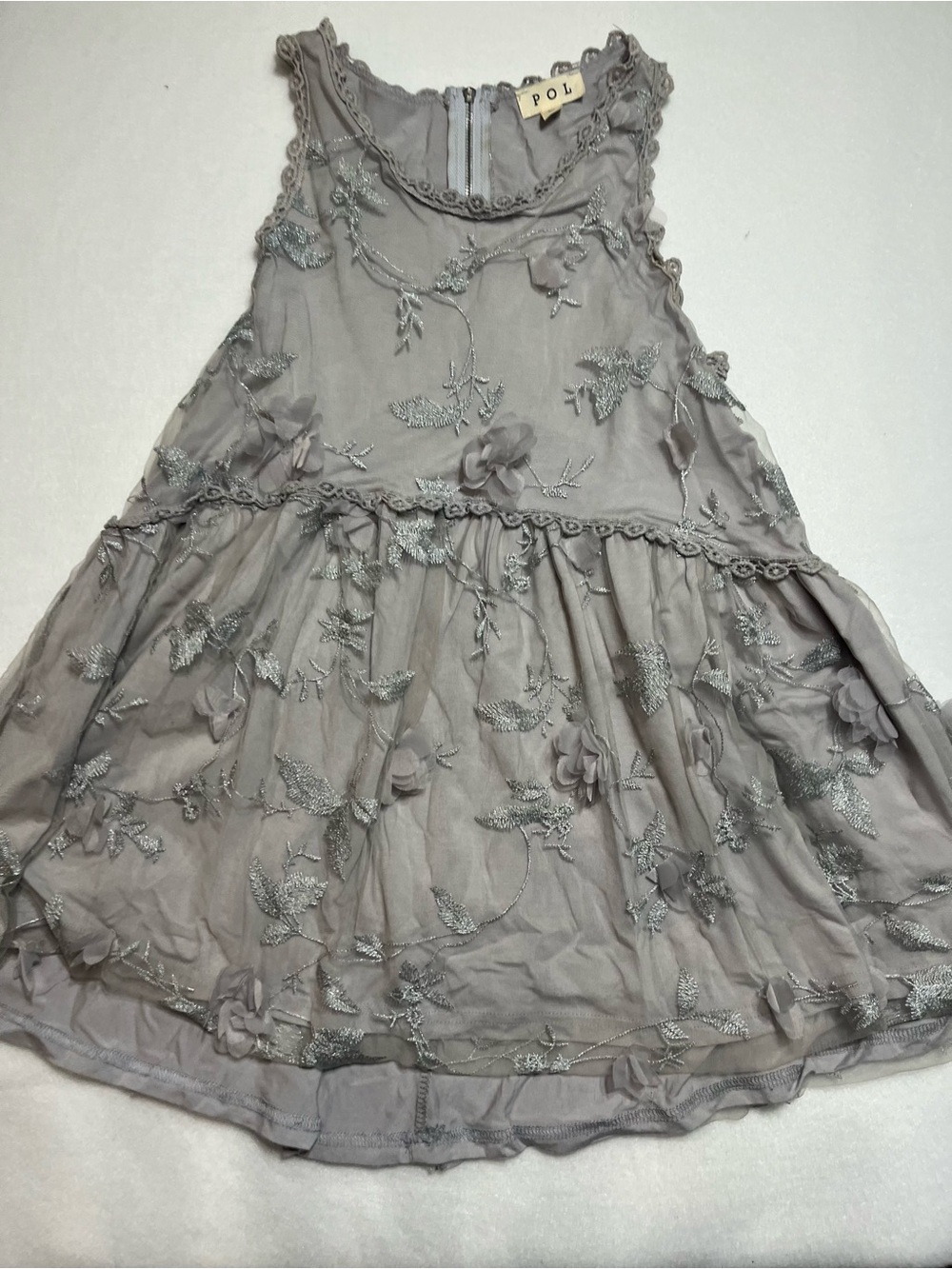 POL babydoll top featuring a floral lace overlay and flowers